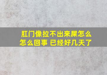 肛门像拉不出来屎怎么怎么回事 已经好几天了